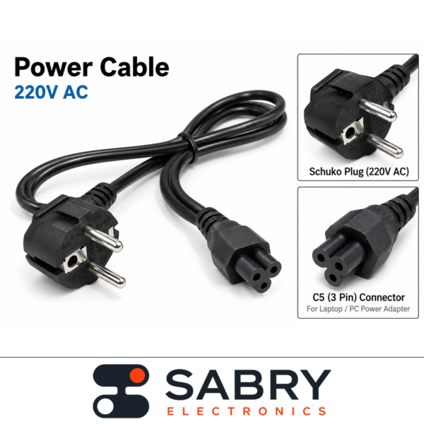 Euro 2-Pin to C5 Laptop Power Cable